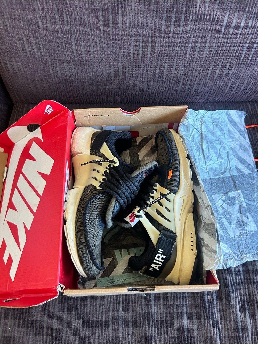 Off-White x Nike Black and Cream Presto